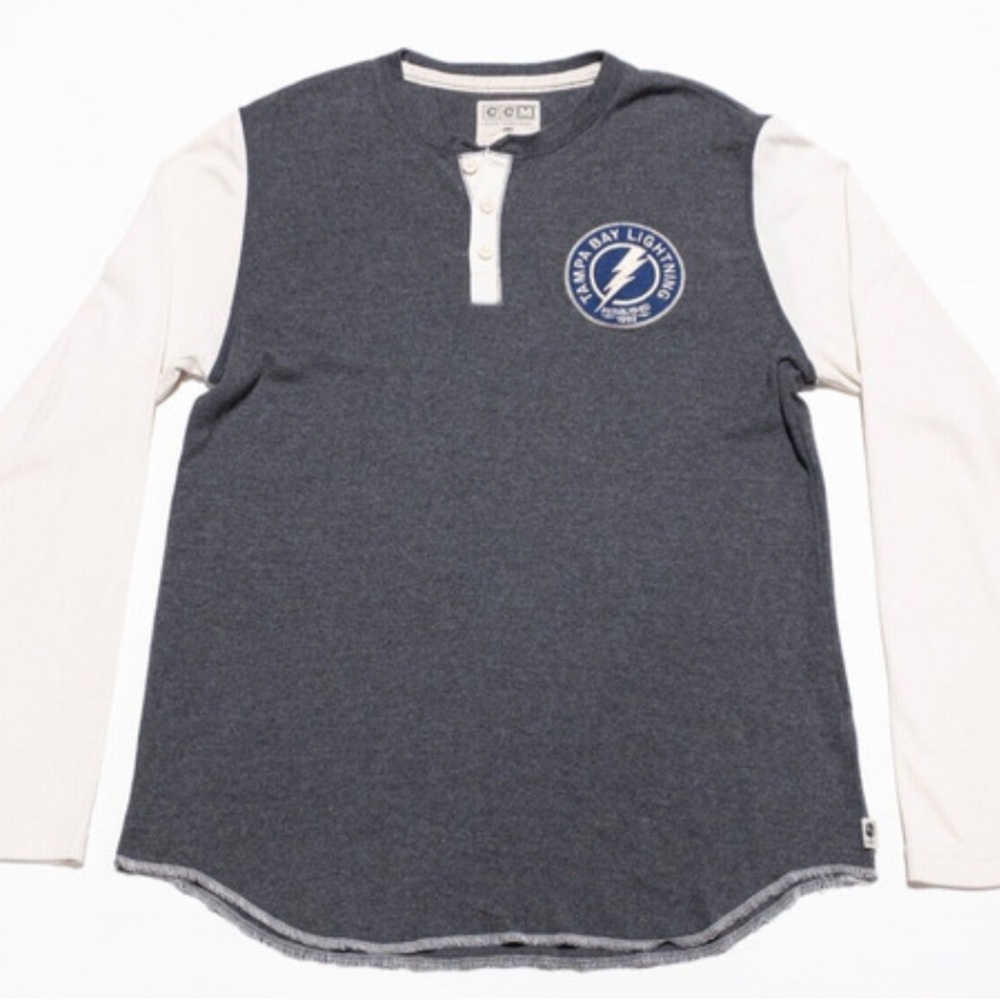 Tampa Bay Lightning two tone 3 button Henley Long Sleeve Shirt